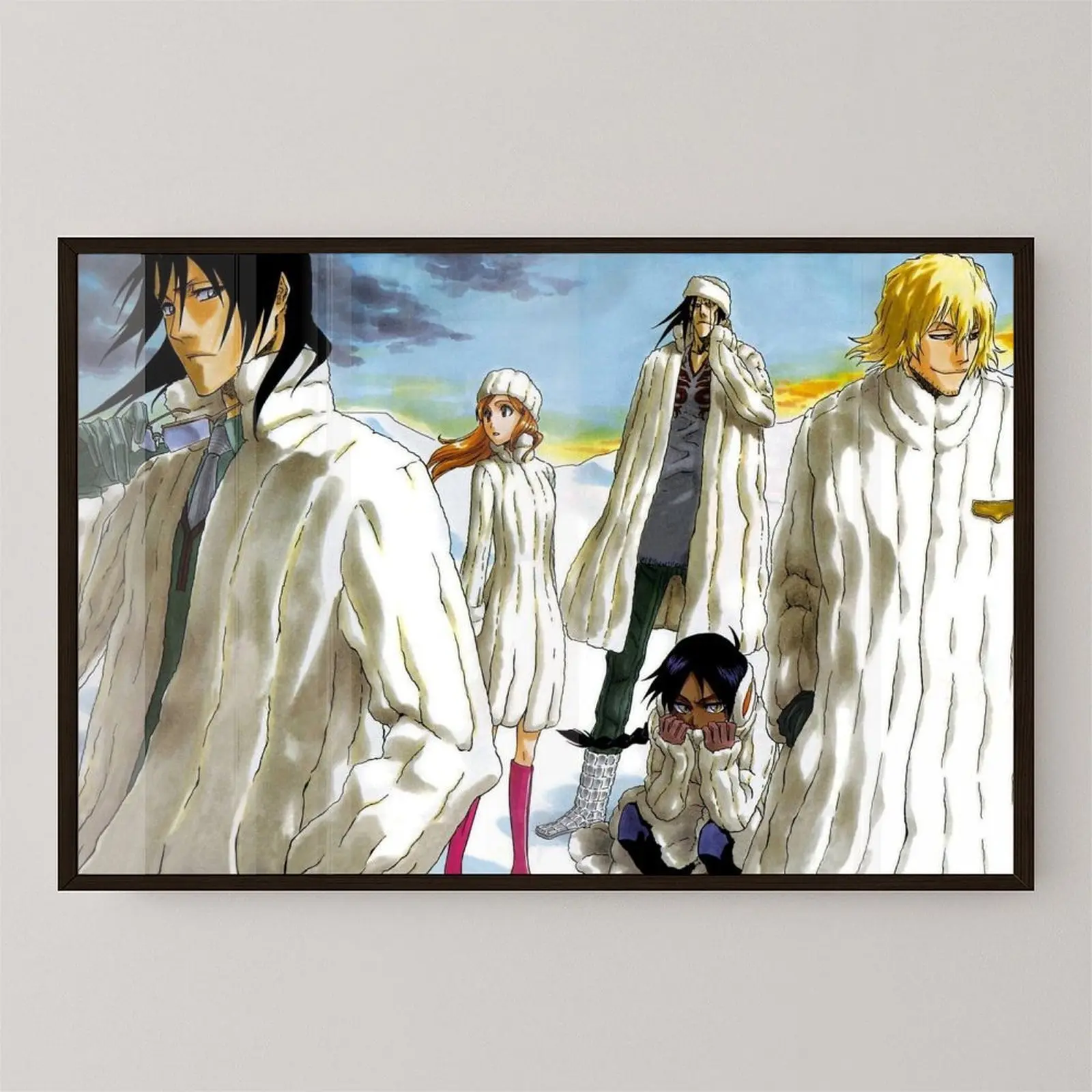 Soul Reaper Anime Special Winter Edition Wall Art Posters, Featuring Byakuya, Orihime, Yoruichi & Kenpachi, Home Decor Prints for Fan Gifts, Room Decoration Supplies, Artistic
