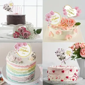 12pcs Happy Mother's Day Cake Topper Mom Letter Cake Topper Pink, Decorative Party Cake Decoration for Mother's Day