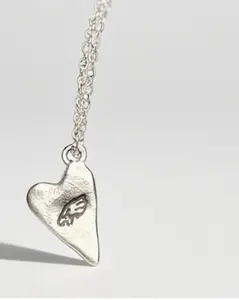 Antique Silver Eagles Heart Necklace