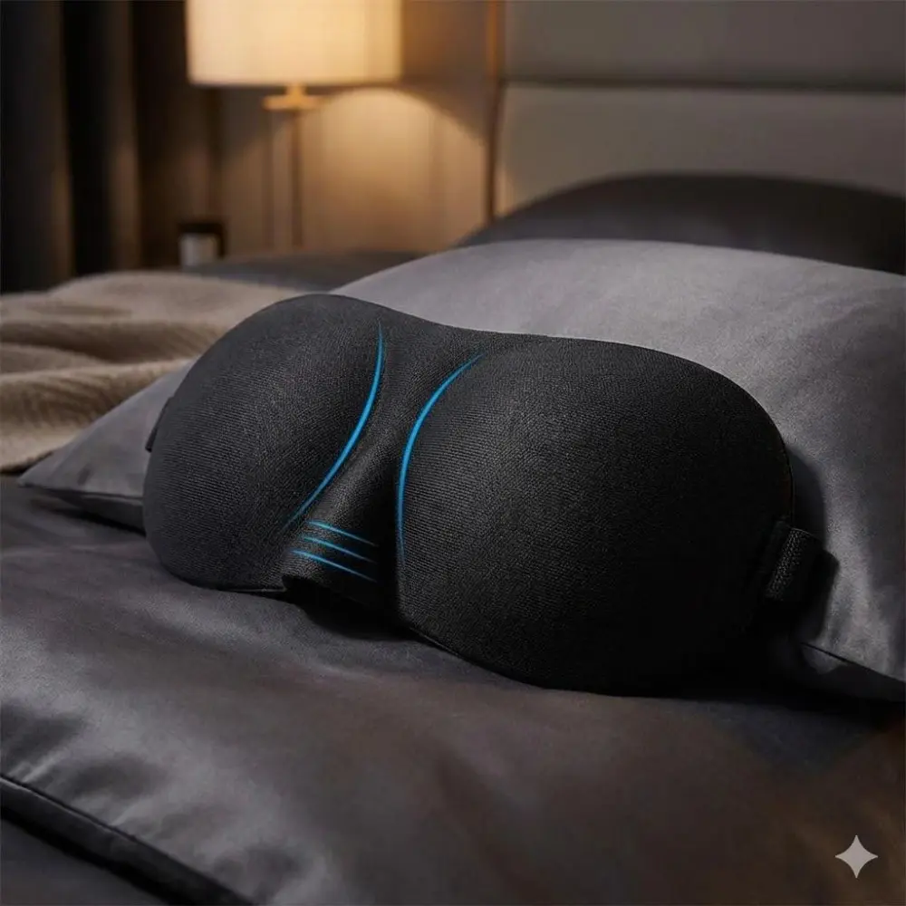 3D Ergonomic Sleep Mask, Blackout Sleep Mask, Travel Portable Breathable Eye Cover for Deep Rest, Soft Zero-Pressure Blindfold with Adjustable Nose Bridge & Light Blocking, Office Nap Essential, Leak-Proof Comfort for Daytime Sleeping