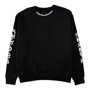 Men's Chrome Hearts Long-Sleeve Crewneck Hoodie, Casual Menswear Top, Black and White Color Options, Crew Neck