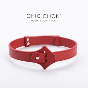 CHICCHOK[Exotic Kiss] Red Lips Shape Adjustable Fashion Leather Choker Trendy Charm Necklaces Fashionable Jewelry Accessories necklaces for women vintage jewelry
