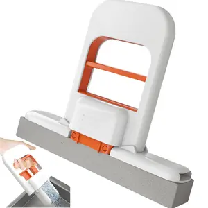 Portable Orange Mini Foldable Sponge Mop – Self-Squeezing Handheld Mop for Kitchen, Glass, Bathroom & Car Interior Cleaning