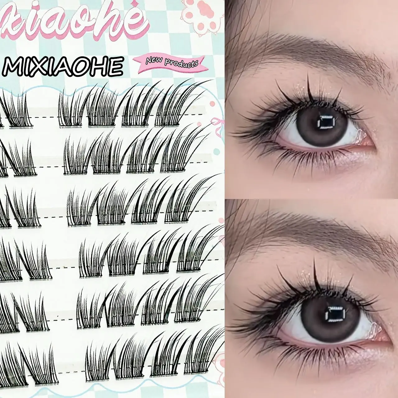 Natural Fox Eye False Eyelashes, Soft Lashes, Volume Lashes Clusters, Exaggerated C Curl, Self Adhesive, Length 10mm-15mm, Beginner Friendly, Daily Use