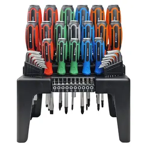 44-Piece Magnetic Screwdriver Set with Go-Thru Steel Blades | High Torque, Plastic Racking