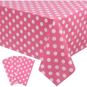 3 Packs Minnie Mouse Tablecloth 54 x 108 Inch Pink Polka Dot Table Cloths Disposable Plastic Pink Waterproof Picnic Table Covers Pink and White Dots Minnie Tablecover for Birthday Party