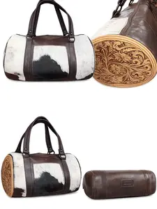 Western genuine leather and cow hide weekender duffle bag ( all sales final on auction items)