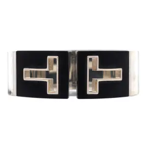 Pre-owned Tiffany & Co. T Cut-Out Cuff Bracelet Sterling Silver and Ceramic by Rebag