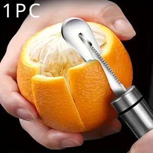 1pc, Stainless Steel Orange Peeler with Handle - Easy Citrus and Lemon Peeling - Creative Kitchen Gadget for Fruits and Vegetables