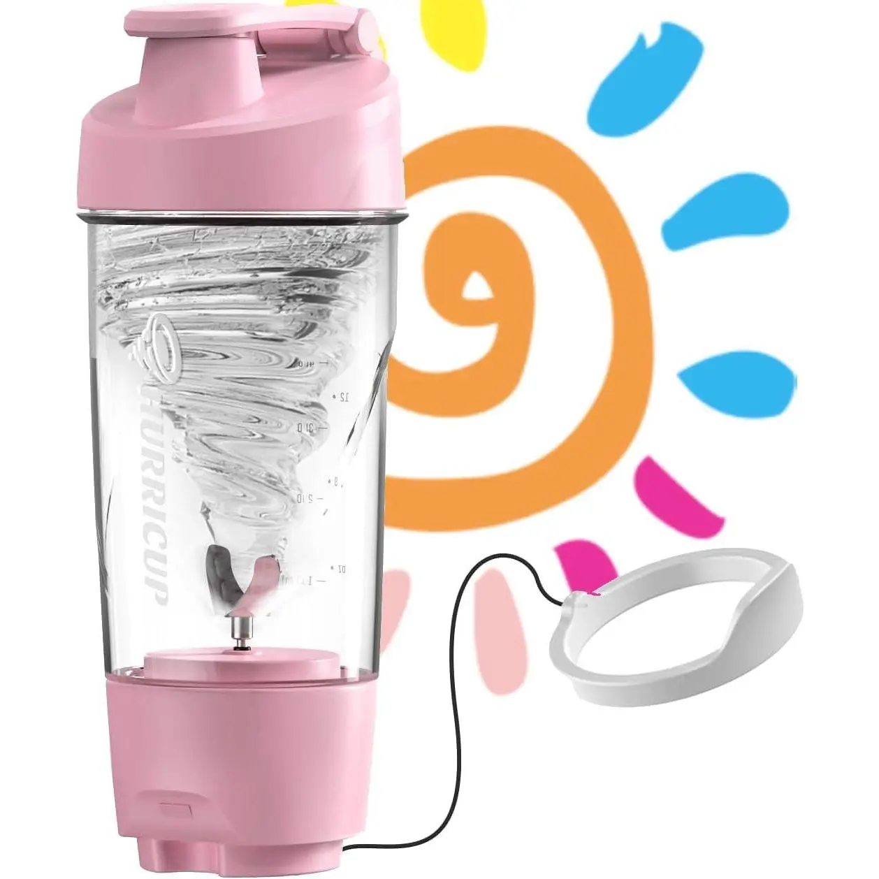 Wonder Core Protein Shaker Bottle 22 oz - Leak-Proof, BPA Free, Hand Mixing with Pull & Reel Mechanism, Clear Markings for Ounces and Milliliters