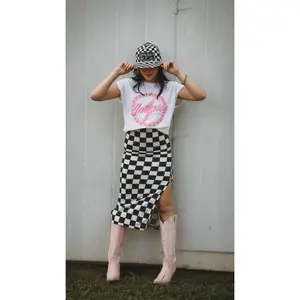 CHECKER ME UP MIDI SKIRT