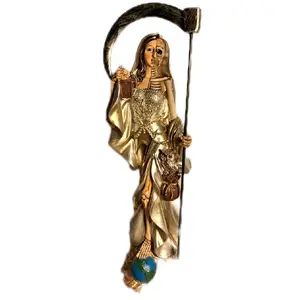 13 inch Santamuerte Statue Half and Half Design with Unique Features and Description Religious Decor Ornaments Gold Plated Crucifix Traditional