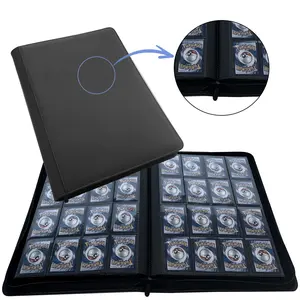 CeyiJun 1000+ Pockets Trading Card Binder, Card Binder Album Folder with 32 Top-Loading Page Sleeves, 16 Double Sided Pocket Card PU Leather Binder for Game Cards, Sports Cards, Baseball Cards Black