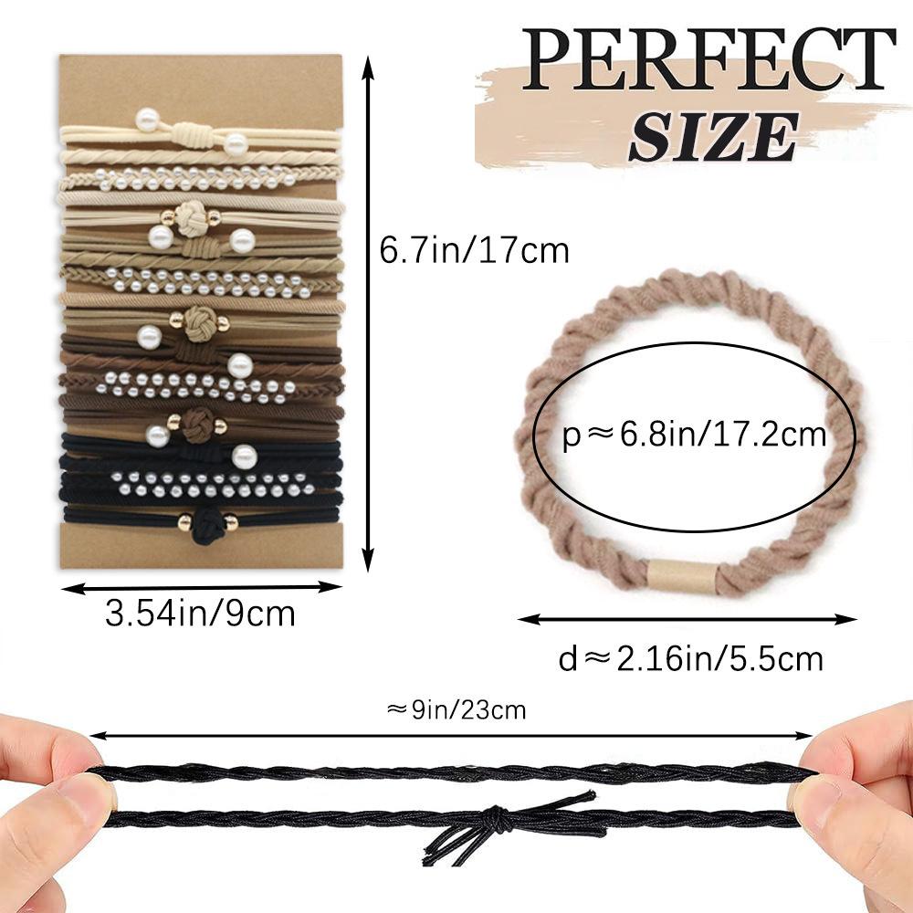 Lolalet Hair Ties 20 Pcs - Thicker, Stretchy, Durable, No Pull Nylon Hair Ponytail Holder for Women and Girls, Fit for Thin, Long, Curly Hair, Also as Bracelet