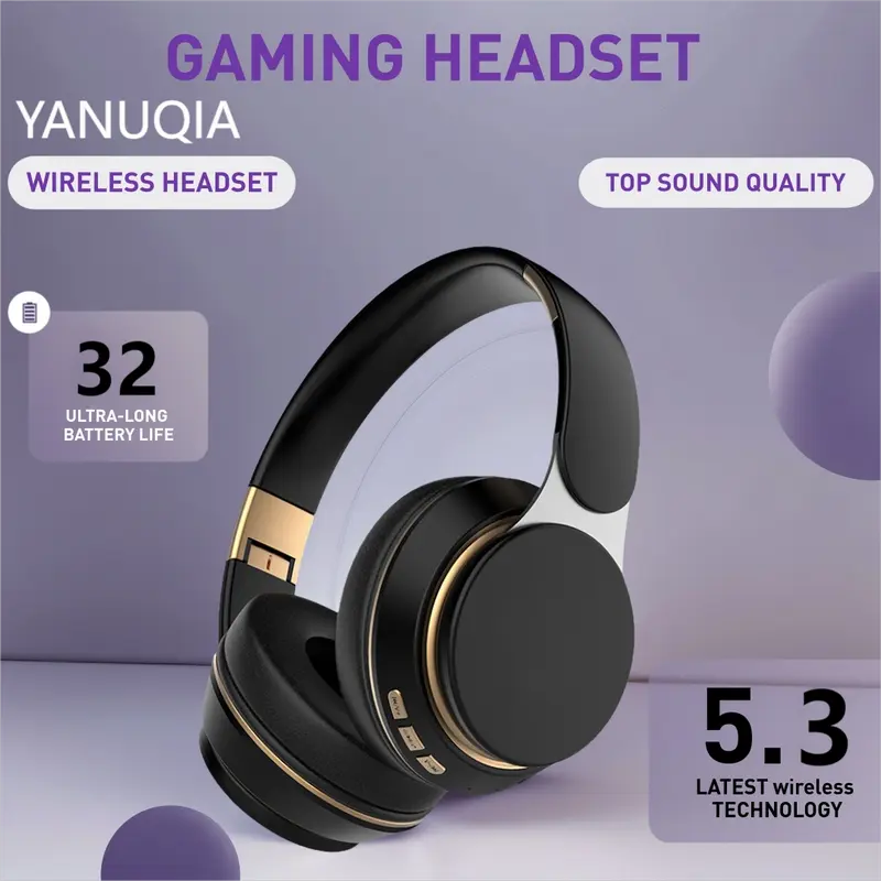 YANUQIA Wireless Headphones,Bluetooth Connection,Long Battery Life of 32 hours,Suitable for Sports,Games,Outdoor,Travel must,Music lovers,Suitable  for Phones and Android, Computers,Laptops and Other Smart Bluetooth Devices, Gift Recommendations