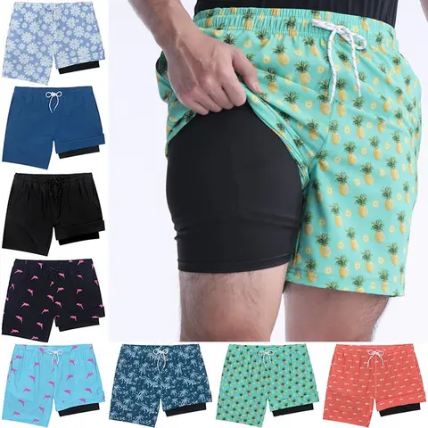 FEITAI Men's 7-Inch Stretch Beach-to-Board Quick Dry Trunks, Lightweight Shorts Swimwear with Pockets, Swimmer Trunks for Beach Sports