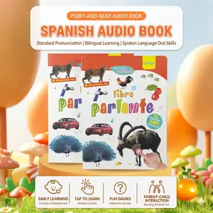 Spanish&English Bilingual Sound Book for Kids Ages 1–6, Interactive Educational Toy with 300+ Words & 13 Themes, Multilingual Language Learning Tool, Educational Toys for Kids & Gift Idea