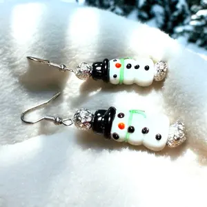 Frosty the Snowman Earrings - silver PlatedHematite