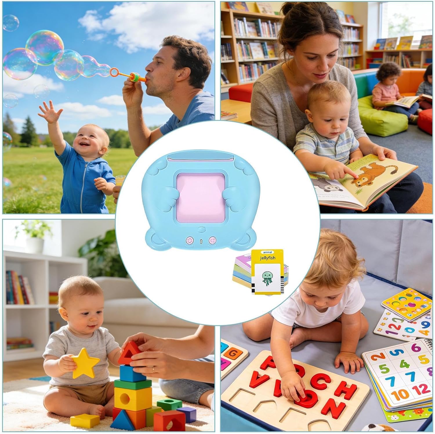 Learn ABCs & First Words with Fun! Kids Talking Flash Cards, Interactive Preschool Educational Toy, Bilingual Speech Therapy Flashcards, Perfect Gift for Toddlers 2-8, Autism Sensory Learning Toy