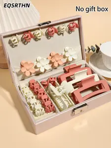 28pcs simple all-match hair claw clip set, small pumpkin hair clip and flower hair clip suitable for bangs braid, hollow non-slip hair clip suitable for women's daily life gift