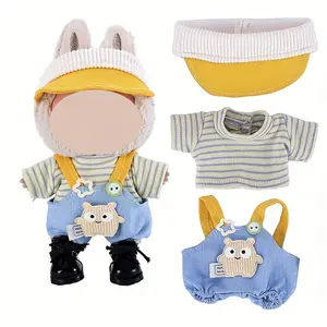 [Cute Doll Clothes] Cute 6.69 Inch Doll Clothes for Labubu | Fashion Backpack Pants And Bear, Shark Design, Plush Doll Clothes Accessories, 17cm Holiday And Birthday Girl Gift, Halloween & Christmas Gift (No Doll)