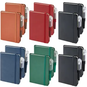 12pcs A6 Pocket Notebooks with Pen - Waterproof, Lined Paper, Faux Leather Cover, Multicolor Mini Journals 3.7" x 5.7" for Daily Office Use