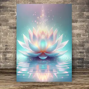 1pc ZenMind Lotus Flower Canvas Art Print, Spiritual Meditation Wall Decor, Serene Floral Canvas Poster, Creative Wall Art for Home, Bedroom, Living Room, Bathroom, Hotel, Cafe, Office, Frameless 30.48x40.64 cm