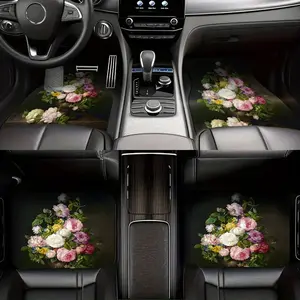 Floral Pattern Car Floor Mat, Universal Car Interior Decorative Floor Mat, Fashionable Durable Car Interior Accessories for Women & Men