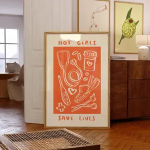 Hot Girls Save Lives Wall Art, Inspirational Healthcare Poster Print for Nurses and Medical Professionals, Unframed