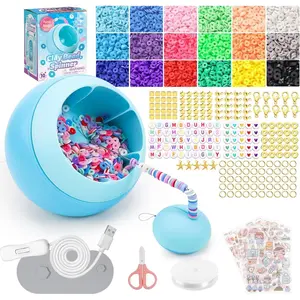 Bead Spinner Kit 3826 count, Automactic Clay Bead Spinner with Position Mat, High-Efficiency Electric Bead Spinner for  Making and Friendship Bracelets, Beginner Friendly, Gift for Girl
