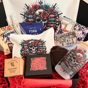 Villain Box, DARK ROMANCE Dip, Sip, & Flip Book Box, Deluxe Blind Date With A book Box, Bookish Bundle, Bookish Self-Care Box Flower