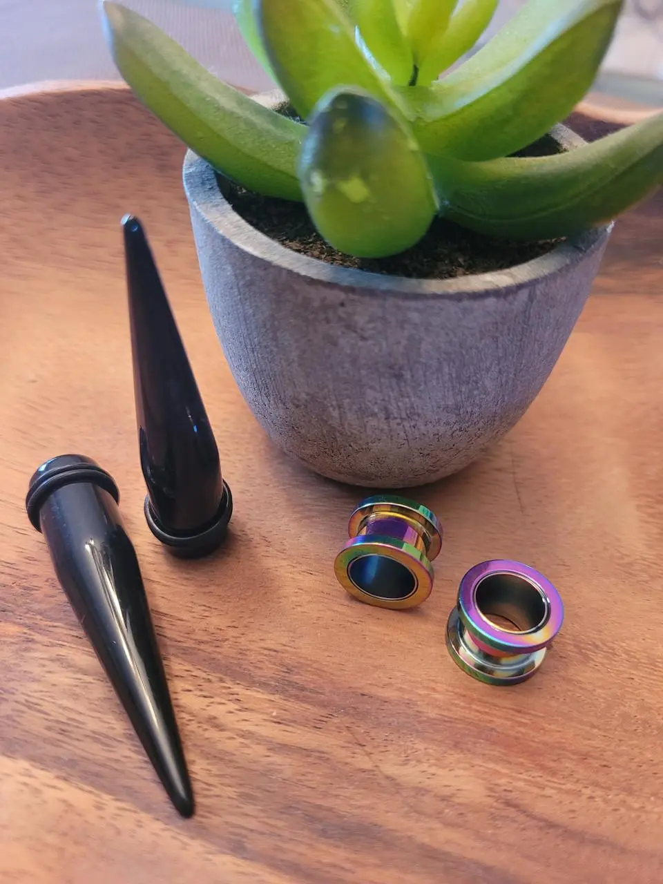 Pair Black Tapers and Plugs Rainbow Steel Screw Tunnels Ear Stretching Kit gauges 00g 7/16 1/2 9/16 5/8 gauging 10mm 11mm 12mm 14mm 16mm