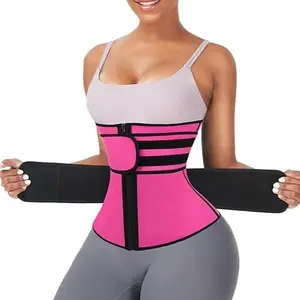 FeelinGirl Hot Selling 7 Fatting Burning Double Belt Waist Trainer Compression Fabric Shapewear Womenswear Comfort Waist Trainer