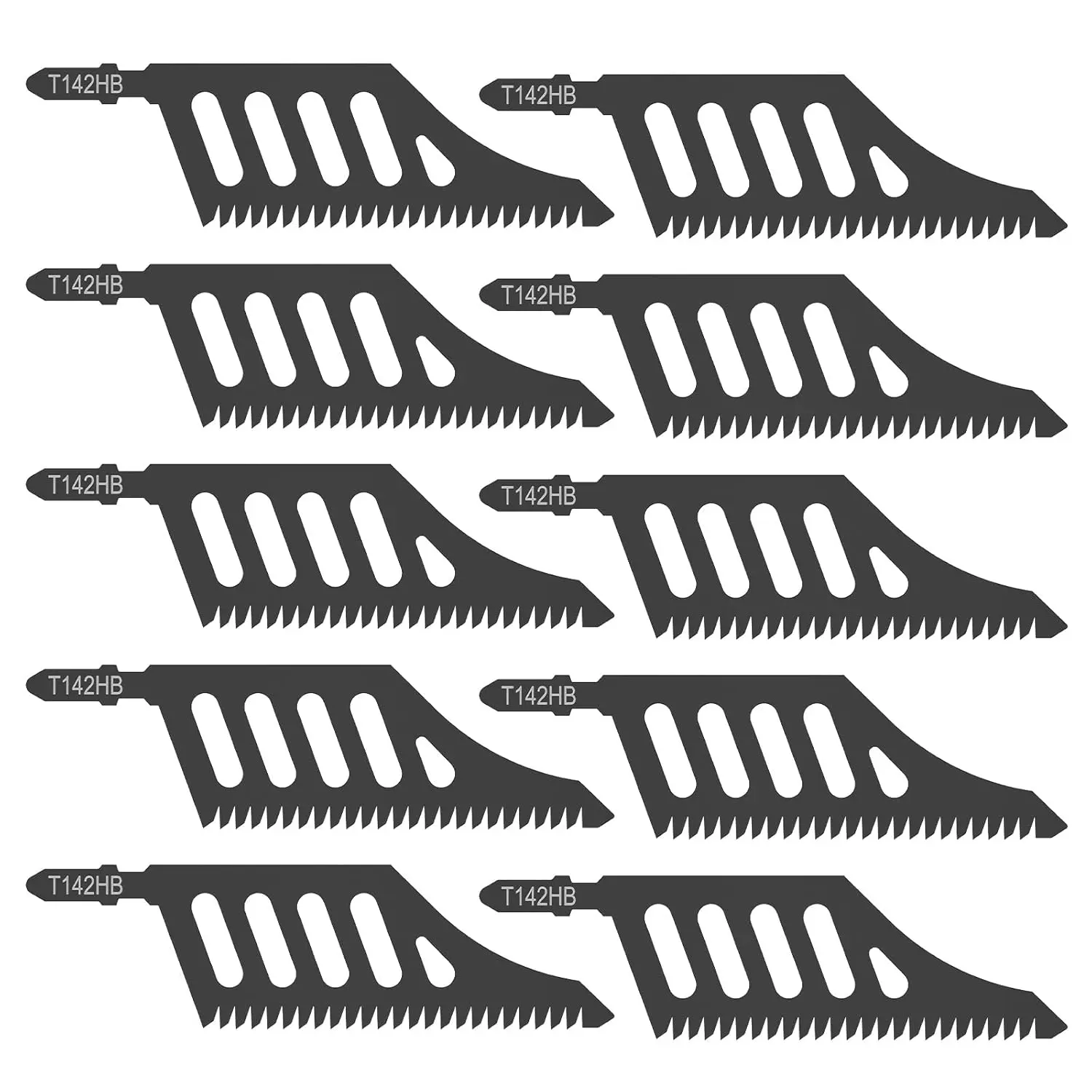 10Pcs Jigsaw Blades, T Shank High Carbon Steel Jigsaw Blade, 112MM 11TPI Coarse Tooth Blade Cutter for Wood Plastics Cutting, Power Tool Part