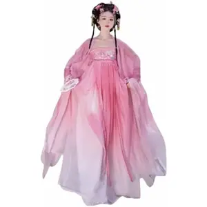 Large Size 8XL Hanfu Dress Women Chinese Tang Dynasty Hanfu Cosplay Costume Gradient Pink Hanfu