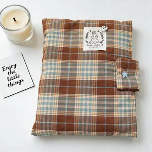 Vintage Blue Plaid Handmade Rabbit Book Cover, Soft Shockproof Book Protector, Reading Accessories, Book Lovers' Gear