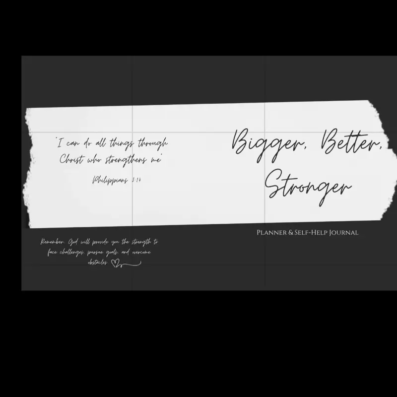 Bigger Better Stronger Transforamtive Planner Journal with Philippians 4:11 Inspirational Quotes for Self Help and Goal Setting