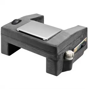 VEVOR Reading Pillow,  , Lap Desk Pillow with Washable Cloth, Large Bed Pillow with 2 Pockets and Cup Holder, Memory Foam Bed Rest for Reading, Gaming, Resting, Working, Grey