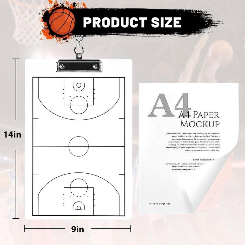 Basketball Coaches Clipboard,White Double-Sided Dry Erase Coach Clipboard, Basketball Whiteboard for Coaches, White Board with Marker for Coaches Gift