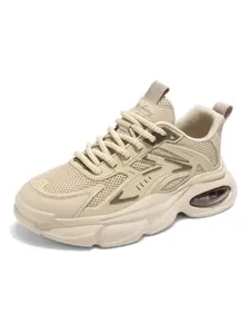 Men's All - Black Thick - soled Dad Shoes, Sneaker, Trendy Street Style, Mesh - spliced Material, Thick Sole for Height Increase, Comfortable on Feet, Ideal for Daily Outfits & Trendy Displays