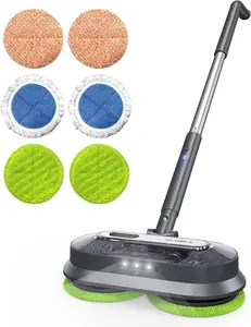 Cordless Electric Mop with Spray & Detachable Water Tank, Lightweight Electric Spin Mop with Headlights for Hardwood Tile Laminate Floors, Long-Lasting Battery, Self-Propelled Floor Cleaner