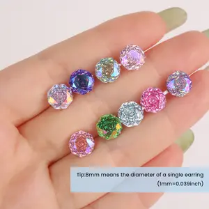【20colors styles】Octagon coated Moissanite/Cubic Zirconia earrings Classic Synthetic earrings For Women Men Unisex Fashion Jewelry Earrings 8mm