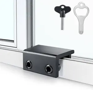 ZRFCXE Aluminum Sliding Window Locks, 4-Pack Double Holes Safety Locks with Keys, Adjustable for Vertical & Horizontal Sliding Windows/Doors, Easy to Install for Home & Office (Black)