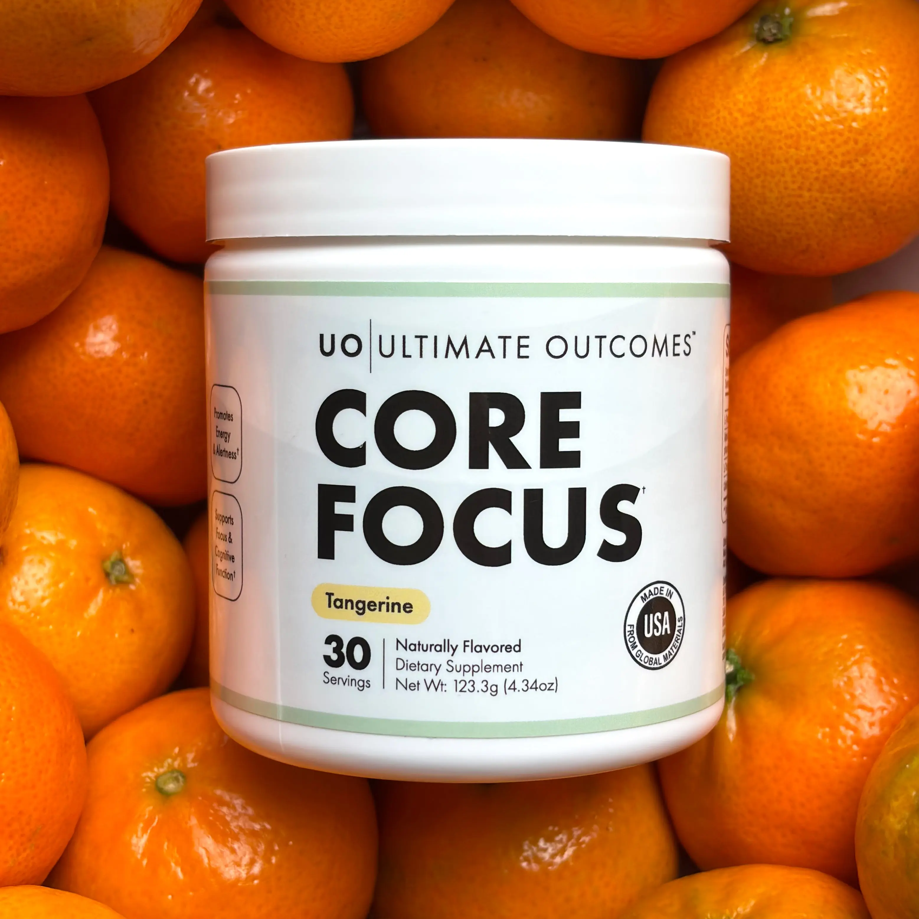 Ultimate Outcomes Core Focus Tangerine Flavor - 30 Servings with Alpha-GPC & L-Tyrosine for Enhanced Focus & Mental Performance - Healthcare Supplement
