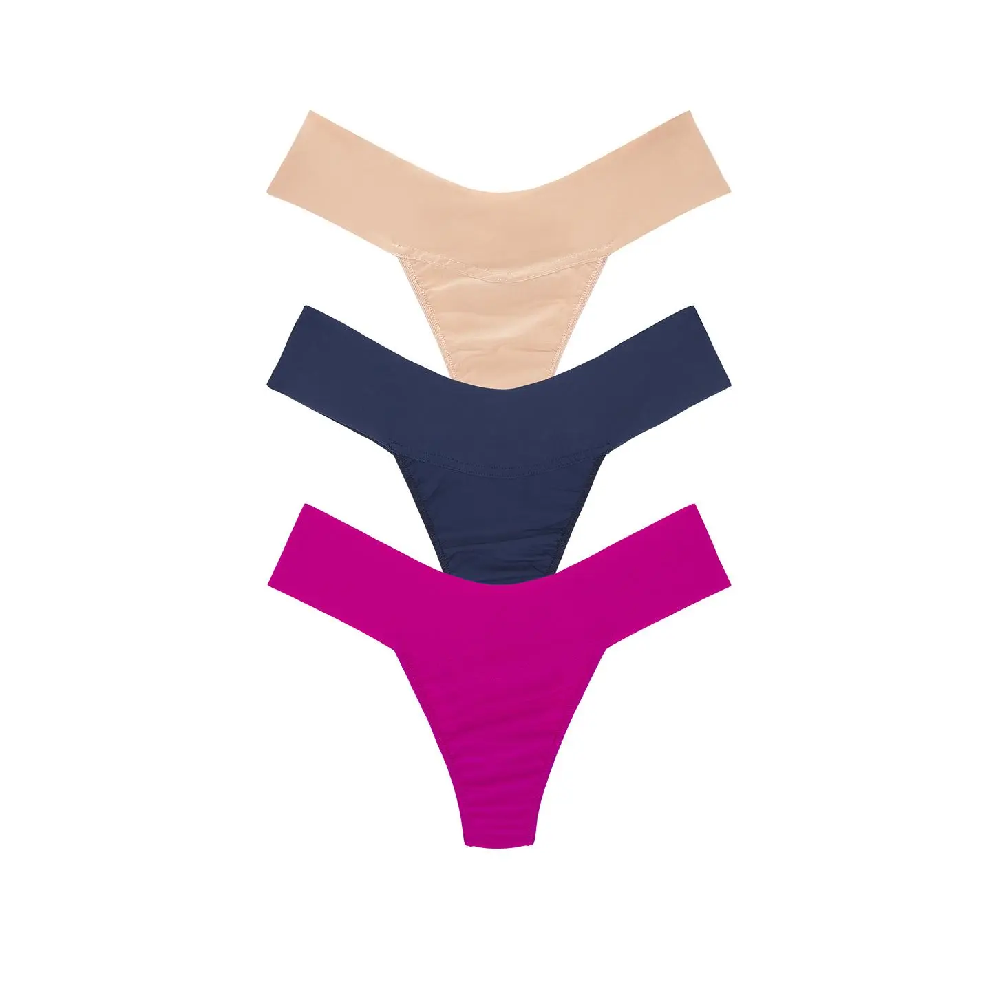 Hanky Panky Low Rise Thong 3 Pack in Nightshade, Taupe, & Hot Fuschia
