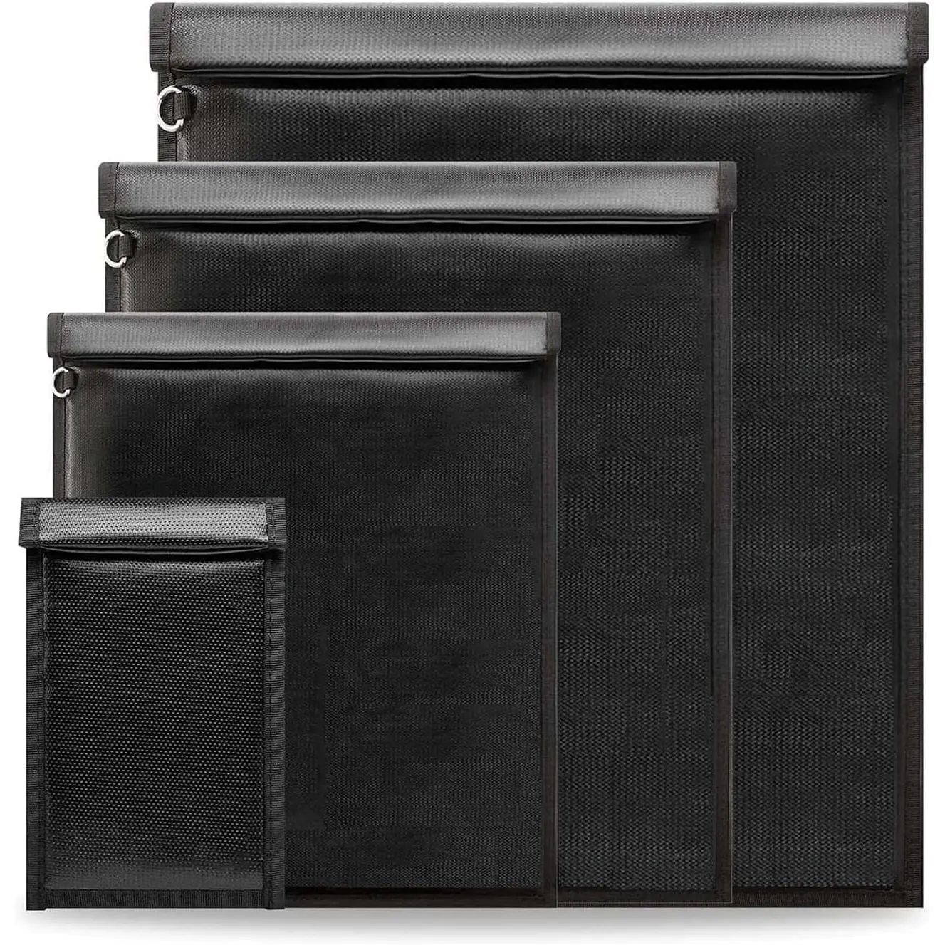Faraday Signal Blocker Pouches - 4-Size Set for Computers, Phones, Tablets, Handheld Devices, Portable Durable Protection, Fireproof RFID-Blocking Laptop Covers & Cases (Black)