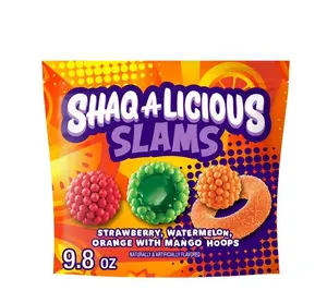 SHAQ-A-LICIOUS Slams Fruit Flavored Chewy Candy Bag, 9.8 oz - Strawberry, Watermelon, Orange & Mango Hoops
