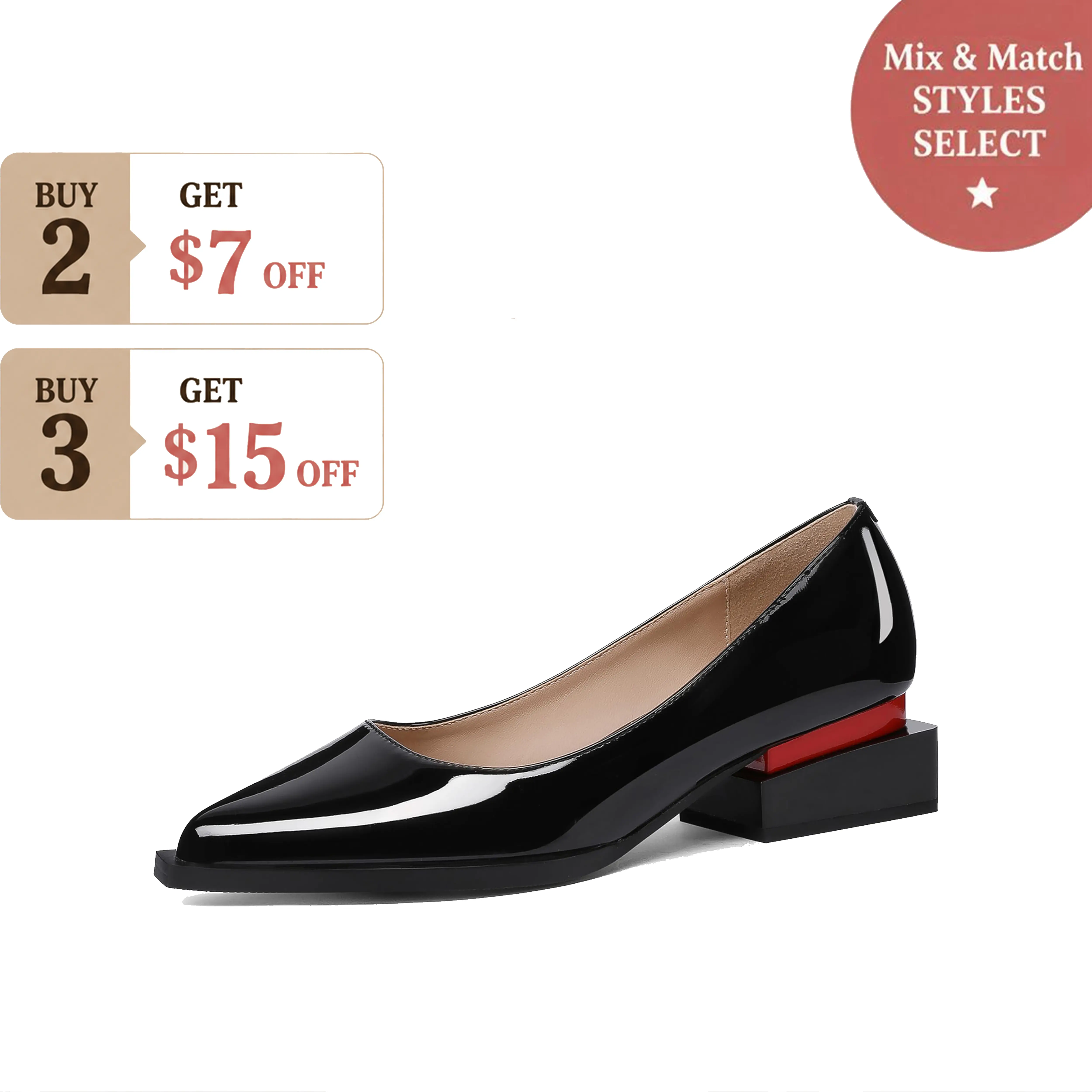 【Instant Savings 】Denim Diva Shoes for Women Fashion Forward Elegant Dressy Womens Pumps and Loafers with Low Chunky Heel and Sleek Pointed Toe Design Fashion Forward, Valentine's Day Gifts Black Patent summervibes,