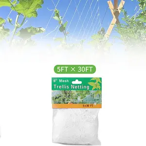 Polyester Woven Trellis Net for Climbing Plants (White / 5 x 30 ft) | High-Strength Polyester: Sun-Resistant & Anti-Aging | Uniform Mesh: Guides Vines for Orderly Climbing | Versatile Use: Patios, Balconies, & Gardens