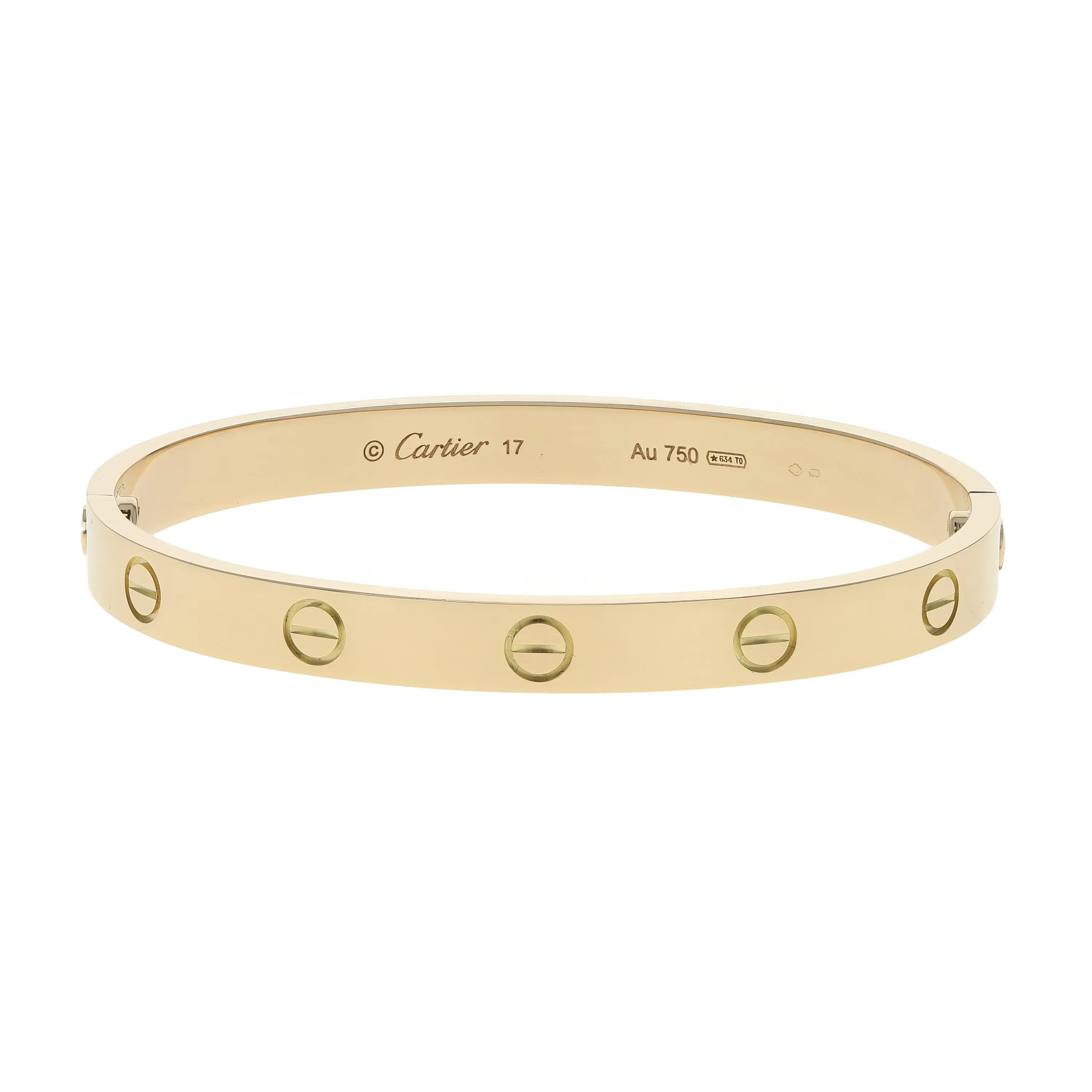 Pre-owned Cartier Love Bangle Bracelet Size 17